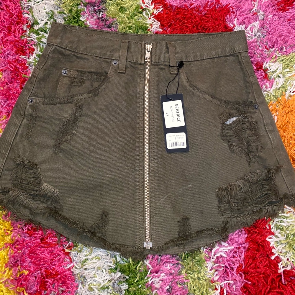 Carmar zip front jean skirt